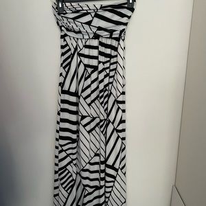 Strapless Black and White Maxi Dress NWT